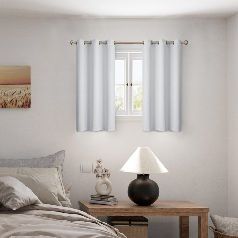 BGment Greyish White Short Blackout Curtains for Bedroom, Thermal Insulated Energy Efficiency Noise Reducing Grommet Curtains 54 Inch Length with Liner for Small Window 2 Panels Each 42 Inch Wide - Image 2